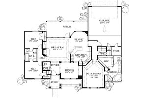Floor Plan - Main Floor for Mediterranean House Plan #80-202 - 3 bed, 2 bath