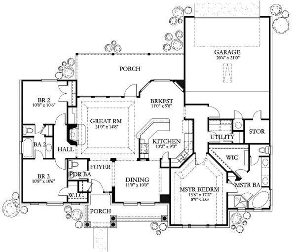House Design - Mediterranean Floor Plan - Main Floor Plan #80-202