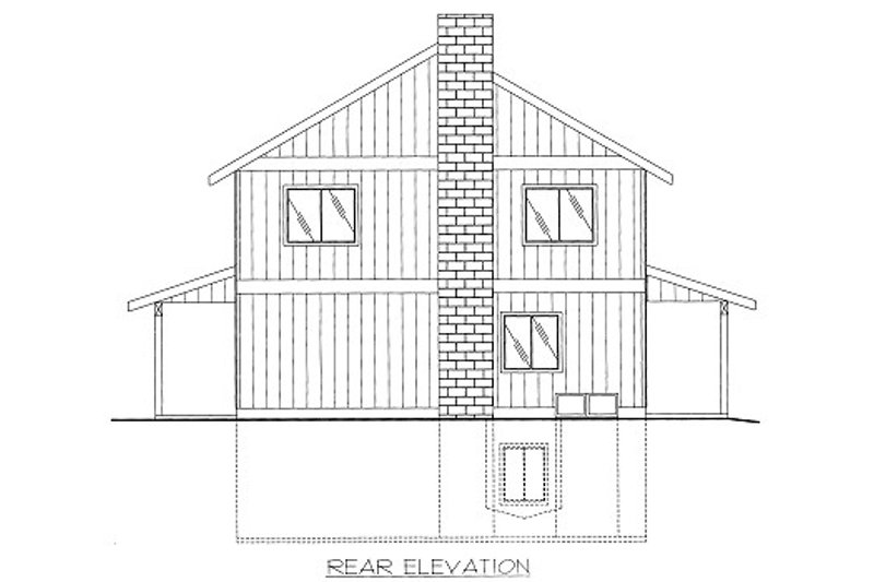 House Blueprint - Exterior - Rear Elevation for Cabin House Plan #117-792 - 2 bed, 3 bath