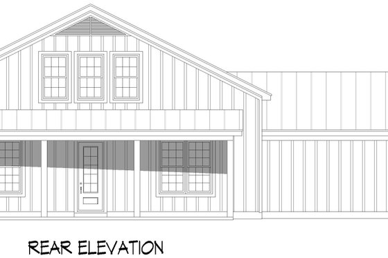 Exterior - Rear Elevation for Country House Plan #932-1182 - 4 bed, 3 bath