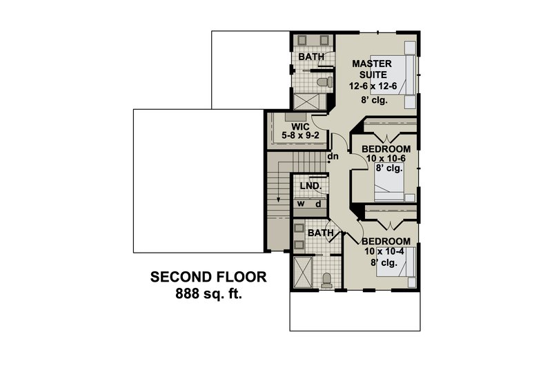 Dream House Plan - Floor Plan - Upper Floor for Craftsman House Plan #51-1187 - 3 bed, 2.5 bath