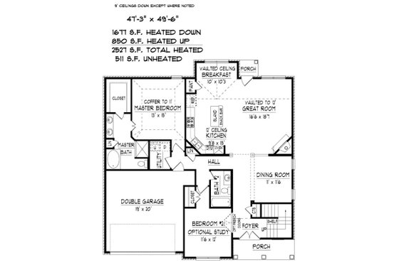 Floor Plan - Main Floor for Traditional House Plan #424-415 - 4 bed, 3 bath