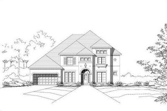 Exterior - Front Elevation for European House Plan #411-586 - 5 bed, 4.5 bath