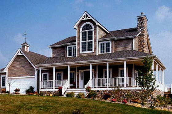 Exterior - Front Elevation for Country House Plan #312-785 - 3 bed, 2.5 bath
