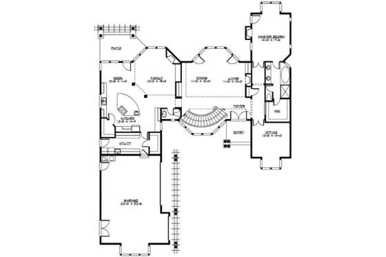Floor Plan - Main Floor for Prairie House Plan #132-167 - 4 bed, 3.5 bath