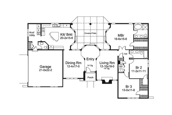 Floor Plan - Main Floor for Mediterranean House Plan #57-678 - 3 bed, 2.5 bath