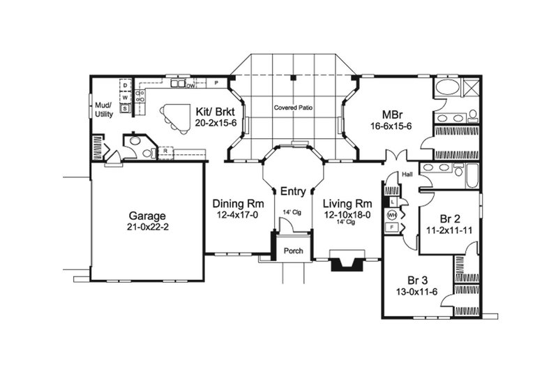 Dream House Plan - Floor Plan - Main Floor for Mediterranean House Plan #57-678 - 3 bed, 2.5 bath