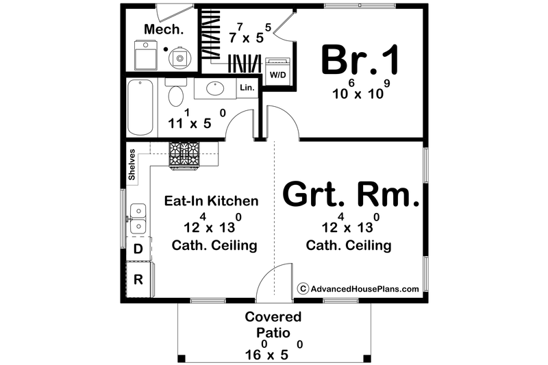 Architectural House Design - Floor Plan - Main Floor for Modern House Plan #455-431 - 1 bed, 1 bath