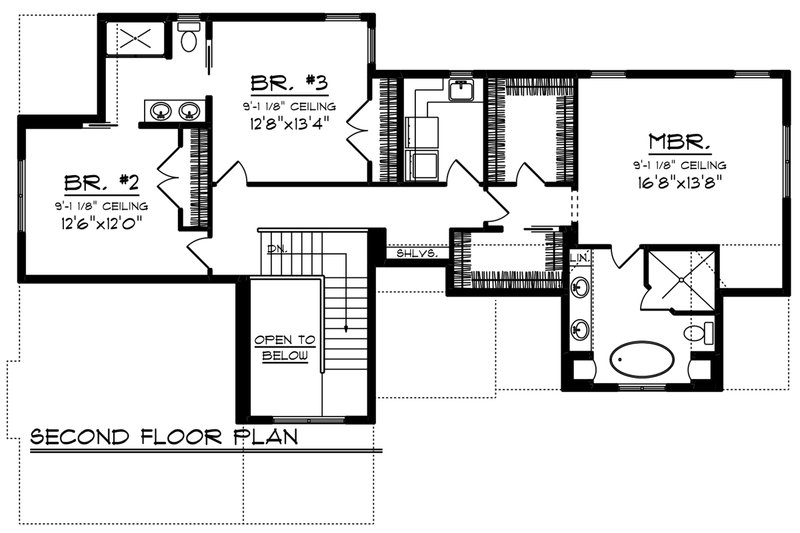 Architectural House Design - Floor Plan - Upper Floor for Craftsman House Plan #70-1276 - 2 bed, 2.5 bath