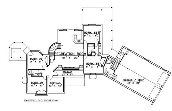 Architectural House Design - Bungalow Floor Plan - Lower Floor Plan #117-515
