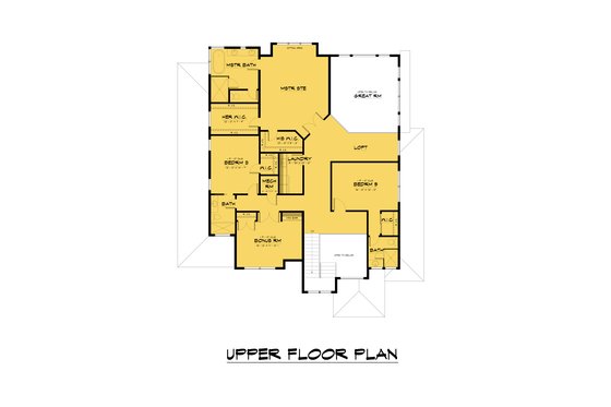 Floor Plan - Upper Floor for Contemporary House Plan #1066-171 - 5 bed, 4.5 bath