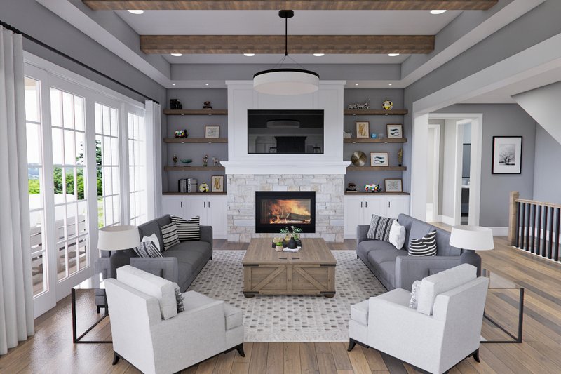 Architectural House Design - Interior - Family Room for Farmhouse House Plan #51-1560 - 6 bed, 4.5 bath