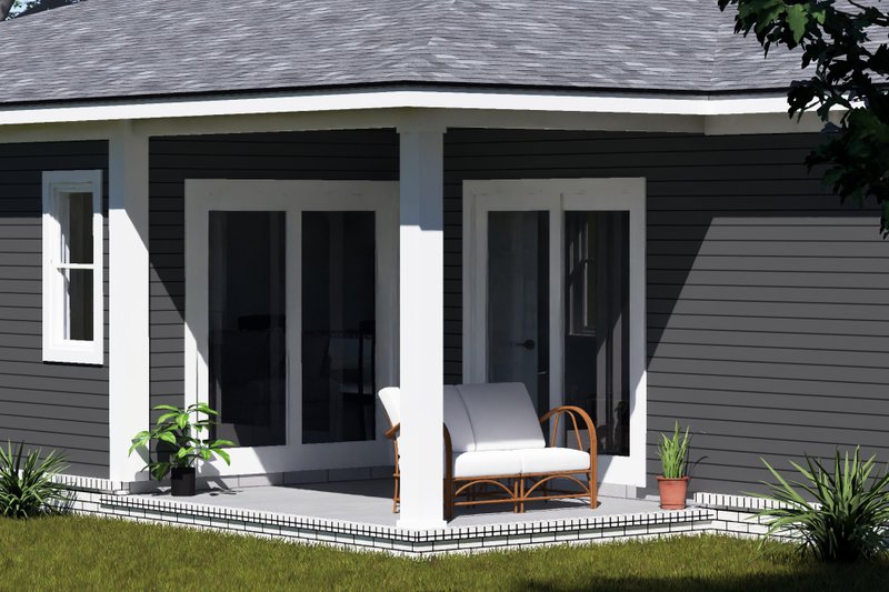 House Blueprint - Exterior - Covered Porch for Modern House Plan #513-2446 - 2 bed, 2 bath