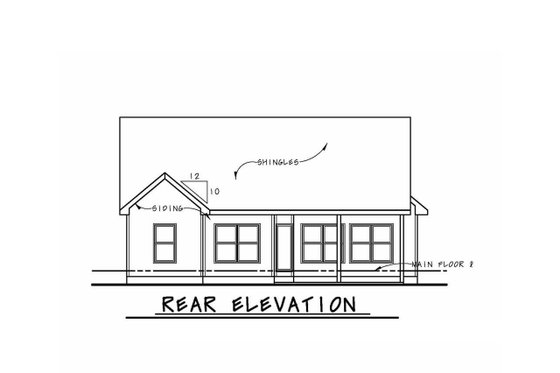 Exterior - Rear Elevation for Cottage House Plan #20-2193 - 3 bed, 2 bath