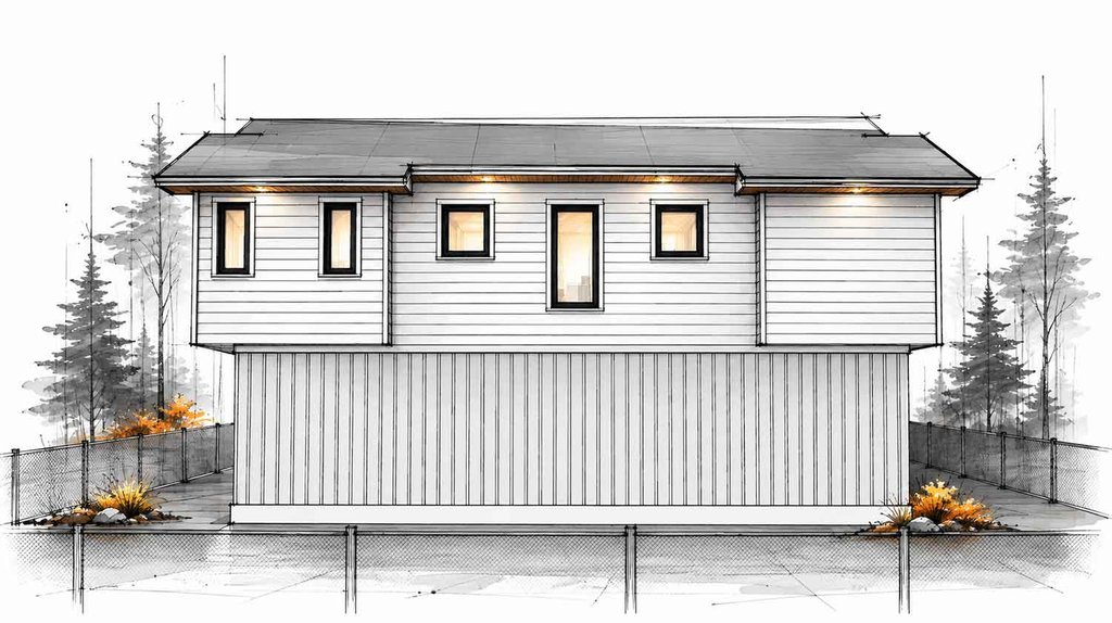 Exterior - Rear Elevation for Cabin House Plan #1101-73 - 2 bed, 1 bath