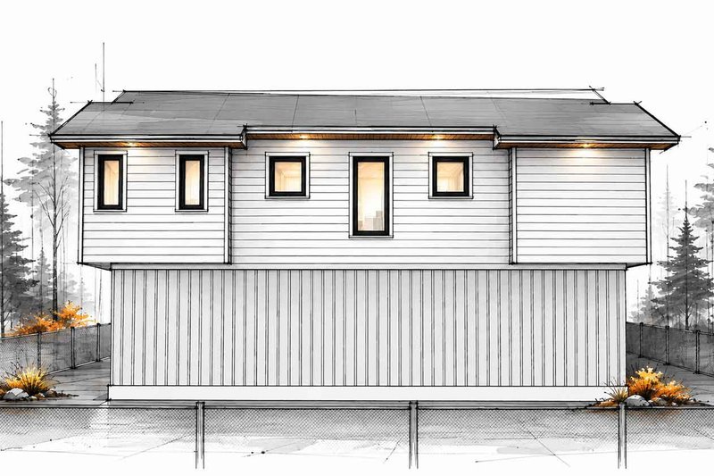 House Blueprint - Exterior - Rear Elevation for Cabin House Plan #1101-73 - 2 bed, 1 bath
