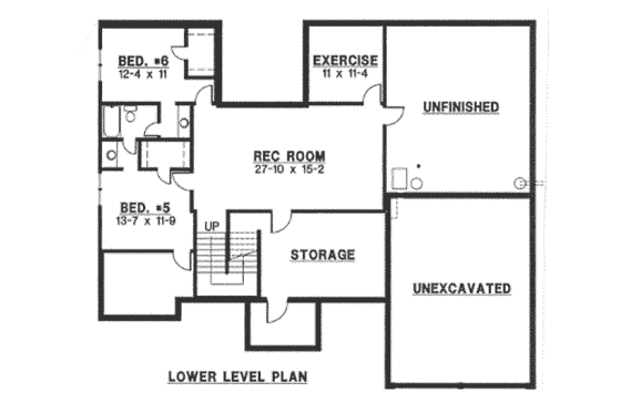 Floor Plan - Lower Floor for Mediterranean House Plan #67-767 - 6 bed, 4 bath
