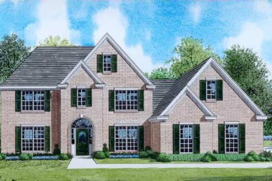 Exterior - Front Elevation for Traditional House Plan #424-21 - 4 bed, 4 bath