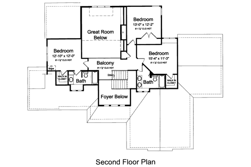 Home Plan - Floor Plan - Upper Floor for Bungalow House Plan #46-456 - 4 bed, 3.5 bath
