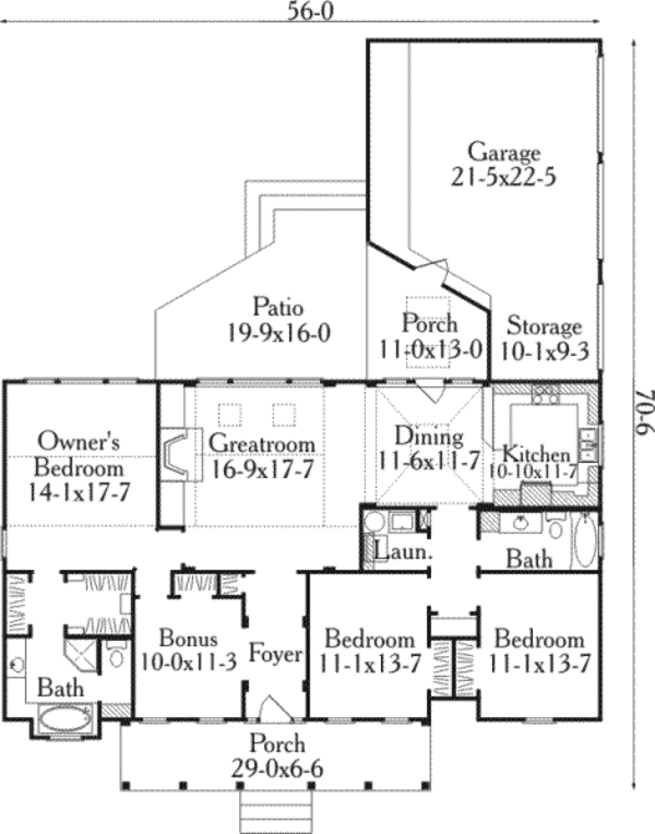 House Plan Design - Southern Floor Plan - Main Floor Plan #406-208