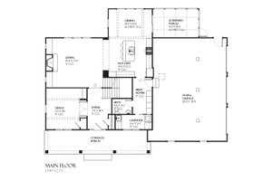 Rustic Craftsman style house plan, main level floorplan