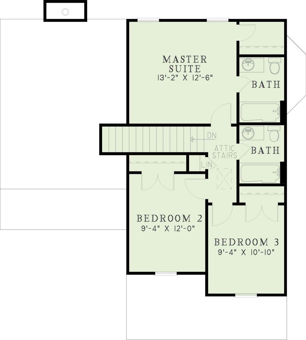 Floor Plan - Upper Floor for Traditional House Plan #17-2095 - 3 bed, 2 bath