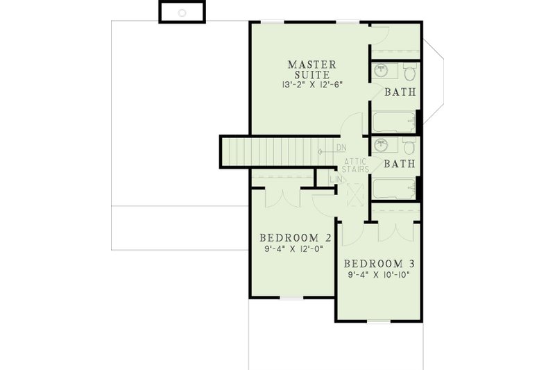 Dream House Plan - Floor Plan - Upper Floor for Traditional House Plan #17-2095 - 3 bed, 2 bath