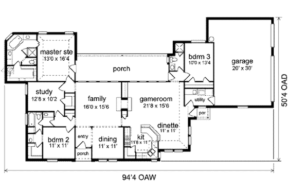 Floor Plan - Main Floor for Traditional House Plan #84-137 - 3 bed, 3 bath