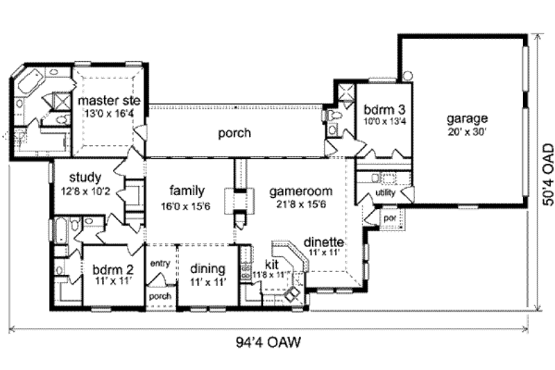 Home Plan - Floor Plan - Main Floor for Traditional House Plan #84-137 - 3 bed, 3 bath