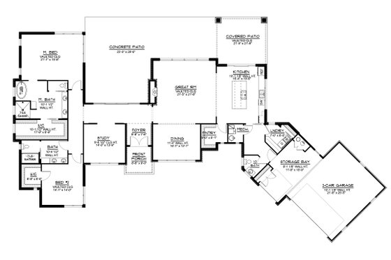 Floor Plan - Main Floor for Modern House Plan #1064-93 - 2 bed, 2.5 bath