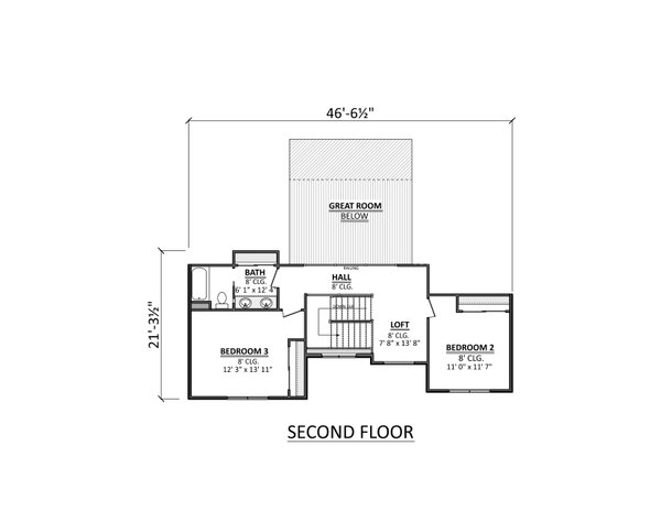 House Design - Floor Plan - Upper Floor for Country House Plan #1089-65 - 3 bed, 2.5 bath
