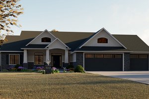House Blueprint - Craftsman Exterior - Front Elevation Plan #1064-12