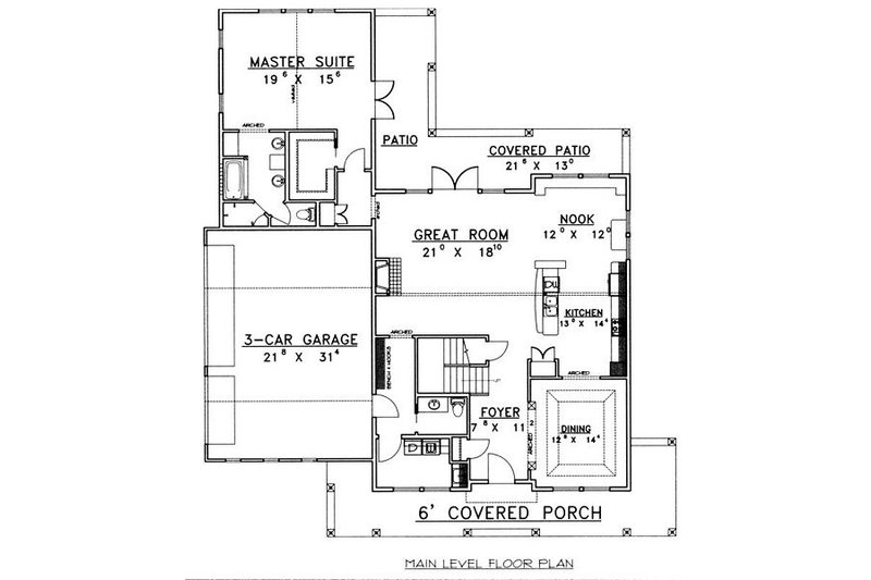 Dream House Plan - Floor Plan - Main Floor for Country House Plan #117-536 - 3 bed, 2.5 bath