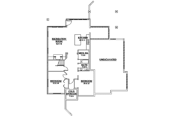 Floor Plan - Lower Floor for Traditional House Plan #5-186 - 6 bed, 3.5 bath