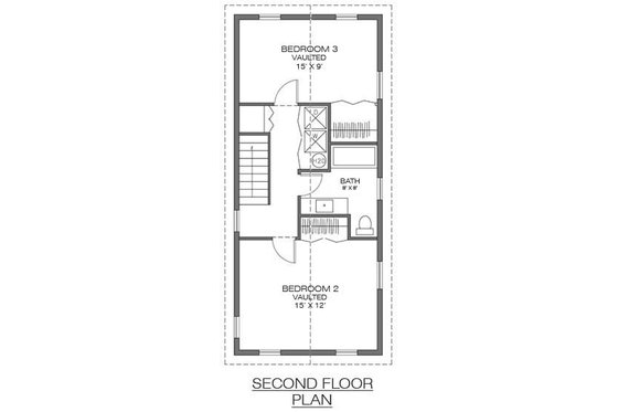 Floor Plan - Upper Floor for Farmhouse House Plan #486-1 - 3 bed, 2 bath