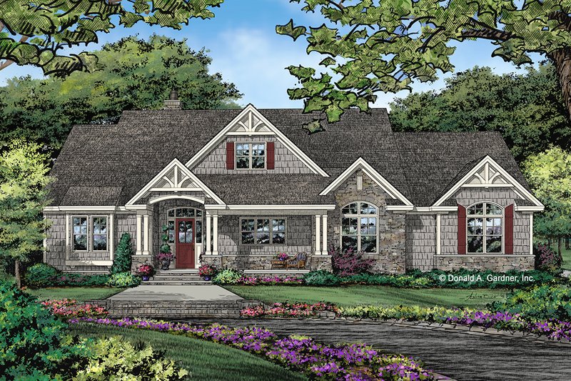 Home Plan - Exterior - Front Elevation 3 for Ranch House Plan #929-1059 - 4 bed, 3.1 bath