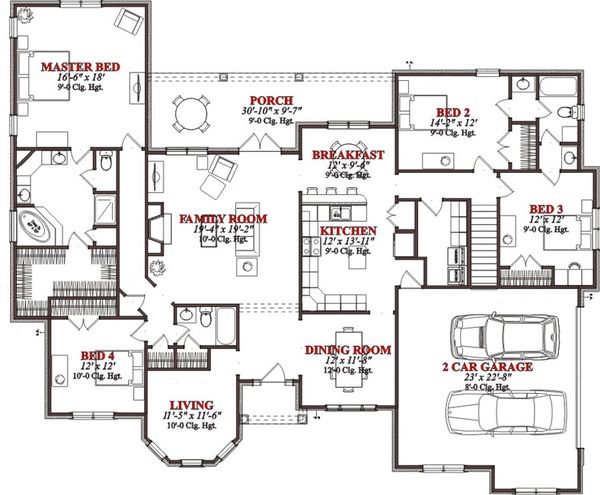 Traditional Floor Plan - Main Floor Plan #63-224