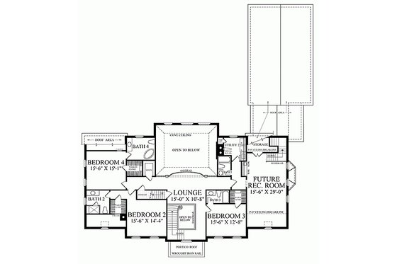 Floor Plan - Upper Floor for Colonial House Plan #137-230 - 4 bed, 5 bath