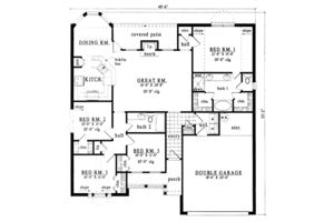 Floor Plan - Main Floor for Traditional House Plan #42-168 - 4 bed, 2 bath