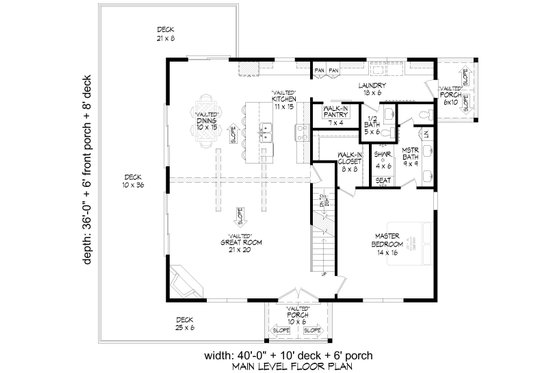 Floor Plan - Main Floor for Country House Plan #932-1014 - 5 bed, 3.5 bath