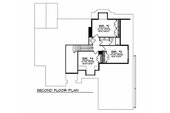Floor Plan - Upper Floor for European House Plan #70-489 - 4 bed, 2.5 bath