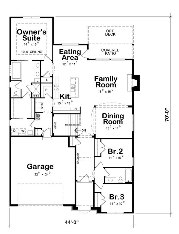 Architectural House Design - Cottage Floor Plan - Main Floor Plan #20-2187