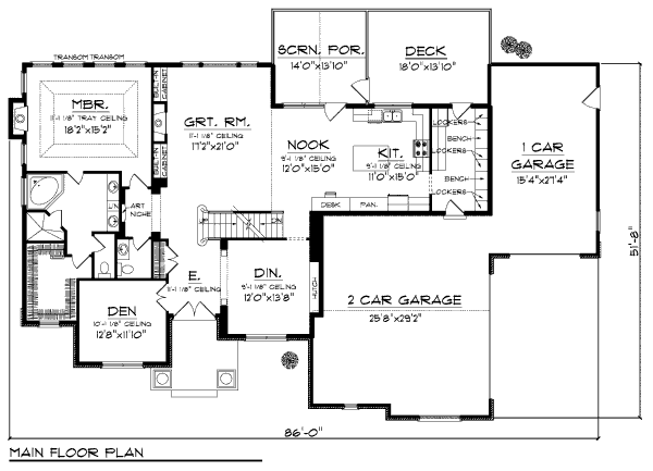 Bungalow Floor Plan - Main Floor Plan #70-996
