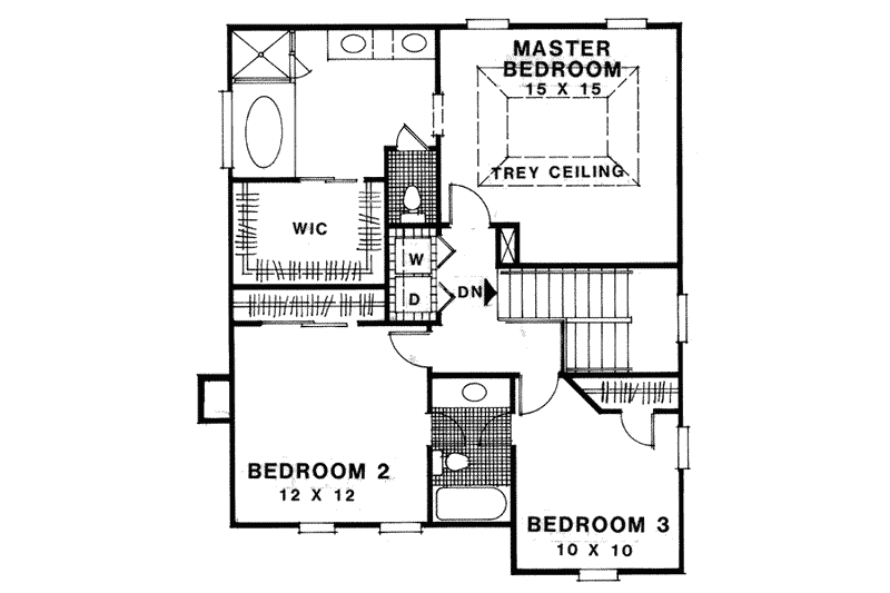Home Plan - Floor Plan - Upper Floor for European House Plan #56-155 - 3 bed, 2.5 bath