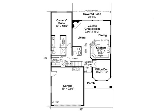 Floor Plan - Main Floor House Plan #124-595 - 3 bed, 2.5 bath