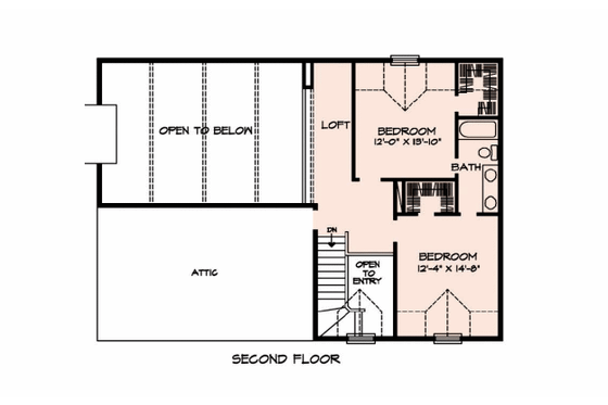 Floor Plan - Upper Floor for Craftsman House Plan #140-124 - 3 bed, 2.5 bath