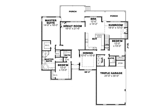 Floor Plan - Main Floor for European House Plan #34-226 - 4 bed, 4 bath