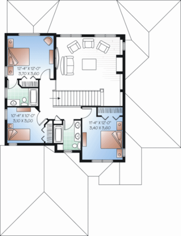 House Plan Design - Mediterranean Floor Plan - Upper Floor Plan #23-2246
