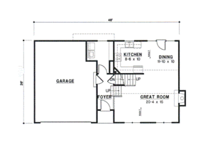 Floor Plan - Main Floor for Traditional House Plan #67-635 - 3 bed, 2 bath