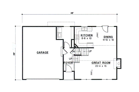 Floor Plan - Main Floor for Traditional House Plan #67-635 - 3 bed, 2 bath